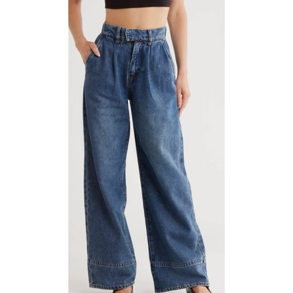 Habitual Denim - Habitual Women's Wide-Leg High Rise Denim Trouser Jeans